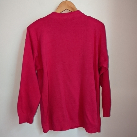 VINTAGE Pink Cable Knit Lambswool & Angora Crewneck Long Sweater Size Large - Picture 14 of 14